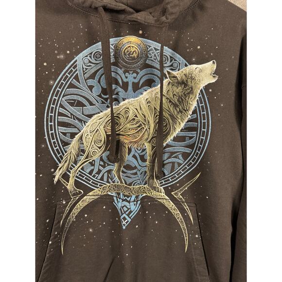 Spiral Direct USA Celtic Wolf Pullover Hoodie/Sweatshirt Black Unisex XL - Picture 7 of 8